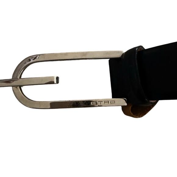 Etro Italian Leather Black Belt Silver Buckle Sz Small Women main image 4